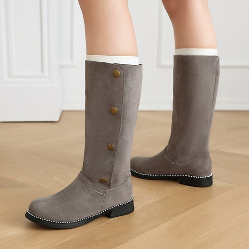 

Damen Stiefel Wildlederschuhe Springerstiefel Arbeitsschuhe Arbeit Täglich Stiefel mit mittlerer Wade Winter Schnalle Plattform Elegant Komfort Minimalismus Fliegendes Weben Feste Farbe Schwarz Rosa