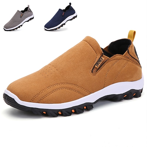 

Herren Turnschuhe Loafer Slip On Retro Brautkleider schlicht Täglich Wandern Wanderschuhe Leder Komfortabel Rutschfest Stiefeletten / Stiefeletten Schwarz Gelb Blau Frühling Herbst