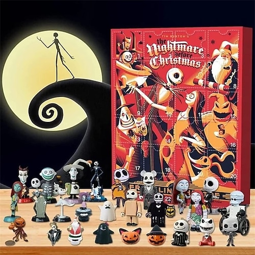 

halloween dukke adventskalender 2023 indeholder 24 gaver mareridt før halloween adventskalender halloween samleobjekter gaver til børn drenge og piger