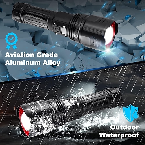 150000 High Lumens Led Flashlights Rechargeable Super Bright 5 Modes  Waterproof Handheld Powerful Flash Light for Emergencies