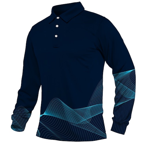 

Homme T-shirt POLO Chemise de golf Polo boutonné Respirable Séchage rapide Evacuation de l'humidité manche longue Vêtements de golf Top Standard Géométrique Printemps Automne Tennis Le golf Pickleball