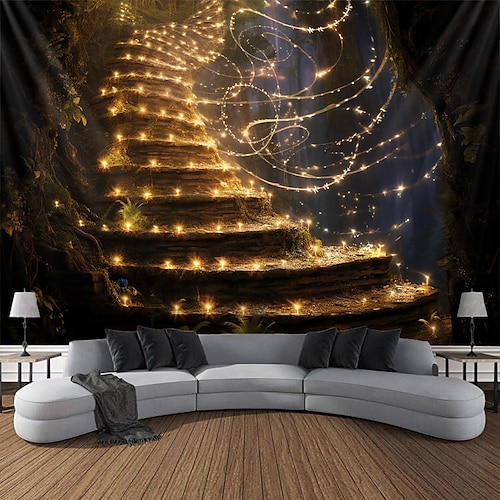 

Tapiz colgante de escaleras brillantes, arte de pared, tapiz grande, decoración mural, fotografía, telón de fondo, manta, cortina, hogar, dormitorio, sala de estar, decoración