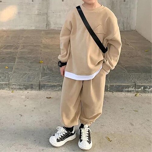 Outfits for Kids Hoodie Sweatshirt and Sweatpants Solid Color