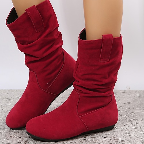 

Femme Bottes Grandes Tailles Bottes mi-mollet Extérieur Travail du quotidien Talon Bas Mode Elégant Classique Daim Noir Rouge Kaki