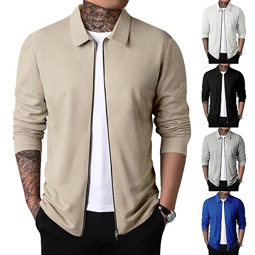 

Hombre Chaqueta Chaqueta casual Exterior Ropa Cotidiana Templado Otoño Invierno Plano Moda Ropa de calle Diseño Regular Negro Blanco Azul Real Caqui Gris Ligero Chaquetas