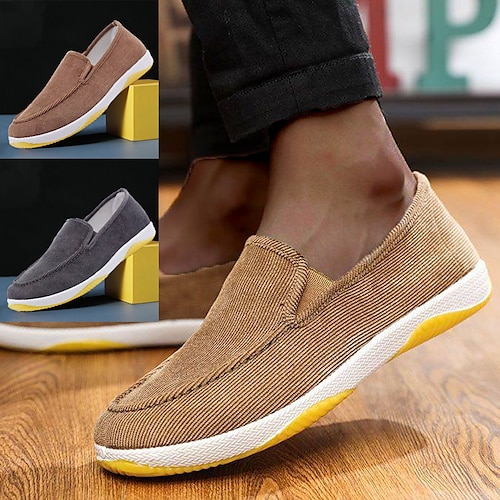

Homens Mocassins e Slip-Ons Mocassins Comfort Mocassins de pano Vintage Casual Ao ar livre Diário Caminhada Tecido Quente Aumentar a Altura Confortável Camelo Cinzento Outono Inverno