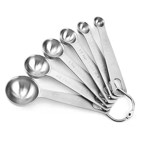 Measuring Spoon Set, Stainless Steel Measuring Spoons, Set of 6 Metal  Measuring Spoon for Measuring Dry and Liquid Ingredients of Cooking Baking