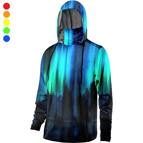 

Herren Angelhemd Mit Kapuze Draussen Langarm UV Schutz Atmungsaktiv Schnelltrocknend Leichtgewichtig Schweißableitend Shirt Frühling Herbst Outdoor Angeln Campen und Wandern Leicht Grün Armeegrün Blau