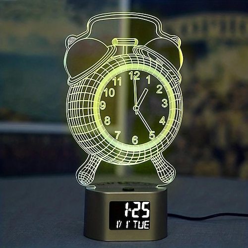 

réveil électronique usb veilleuse horloge électronique 3d stéréo vision réveil horloge électronique