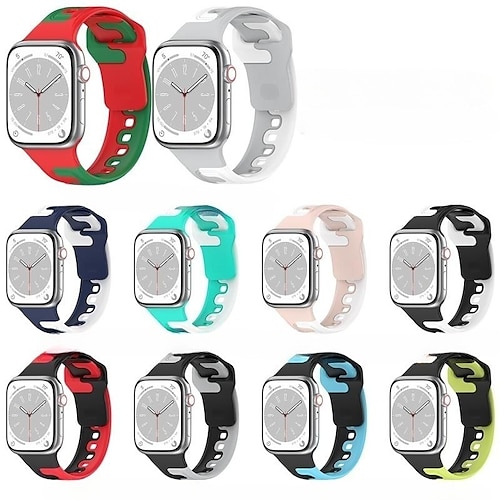 

Correa Deportiva Compatible con Apple Watch Correa 38mm 40mm 41mm 42mm 44mm 45mm 49mm Ajustable Transpirable Mujeres Hombres Silicona correa de repuesto para iwatch Series Ultra 8 7 SE 6 5 4 3 2 1