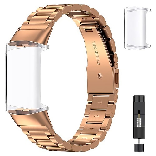 

Smartwatch-Band Kompatibel mit Fitbit Charge 4 / Charge 3 / Charge 3 SE Charge 5 Edelstahl Smartwatch Gurt mit Fall Sportarmband Ersatz Armband