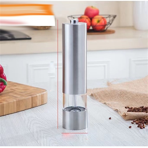 New Electric Pepper Salt Grinder Stainless Steel Automatic Herb Spice  Muller Adjustable Coarseness Mill Spice Stonego Gadget Kitchen Accessories