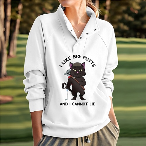 

Mujer Jersey de golf Sudadera Golf Mantiene abrigado Transpirable Dispersor de humedad Manga Larga Ropa de golf Camiseta Ajuste regular Botón Bolsillos laterales Impreso Primavera Otoño Tenis Golf