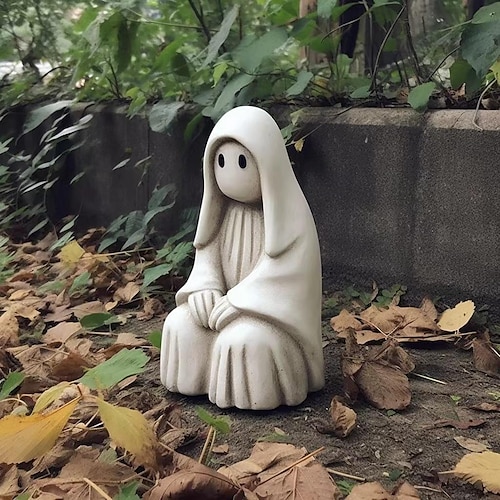  Halloween Ghost Sculpture,Outdoor Statue, Resin Ghost Decor for Yard, Lawn, Porch, Desktop Decoration, Spooky Halloween Tabletop Decor, Garden Crafts 15cm