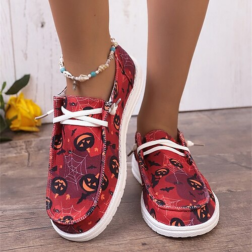 

Mujer Zapatillas de deporte Zapatillas Canvas Zapatos Confort Tallas Grandes Zapatillas Canvas Exterior Víspera de Todos los Santos Tacón Plano Dedo redondo Moda Vintage Casual Zapatos para correr