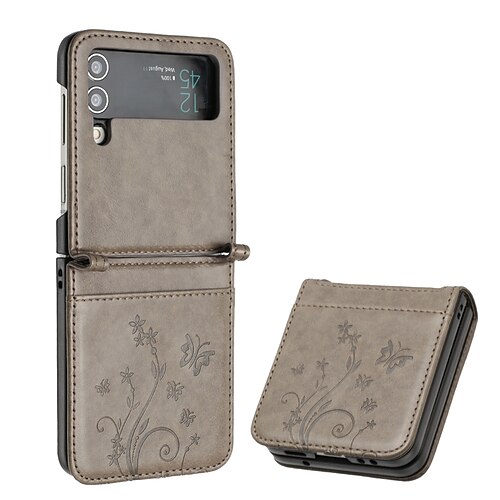

téléphone Coque Pour Samsung Galaxy Z Flip 5 Z Flip 4 Coque Arriere Antichoc Graphic Papillon PC faux cuir