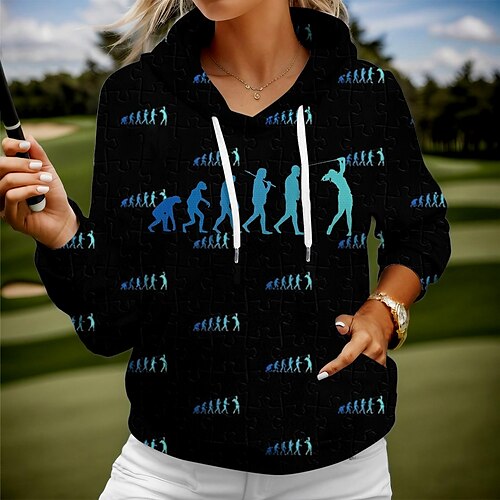 

Femme Sweat à capuche de golf Pull de golf Respirable Séchage rapide Avec poches manche longue Vêtements de golf Vêtements d'extérieur de golf Standard Imprimé Printemps Automne Tennis Le golf