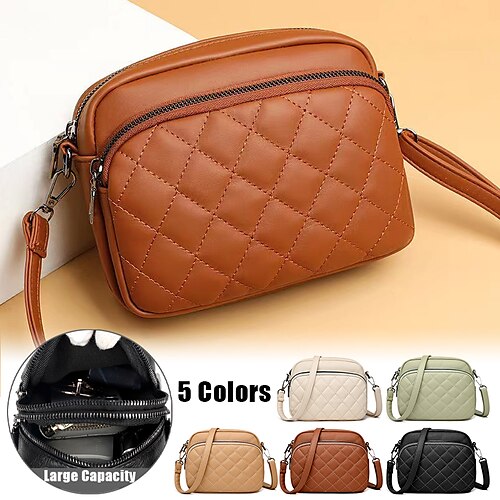 

Mujer Bolso bandolera Bolsa de hombro Teléfono Móvil Bolso Bolsa domo Cuero de PU Diario Festivos Cremallera Gran Capacidad Impermeable Ligero Color sólido Acolchado Verde matcha Negro Marrón