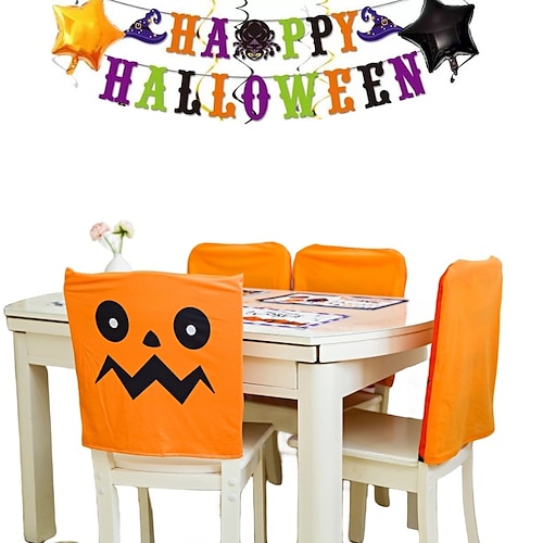 

Halloween Decorations, Table and Chair Sets, European and American Cartoon Pumpkin Decoration, Anti Fouling and Anti Dirt Halloween Dustproof Chair Cover