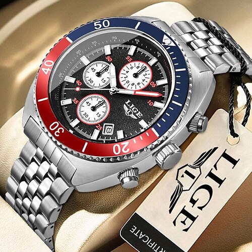 

Top-Marke Lige Herrenuhr Original Sport Quarz Herrenuhren Vollstahl wasserdicht Chronograph Armbanduhr Herren Relogio Masculino