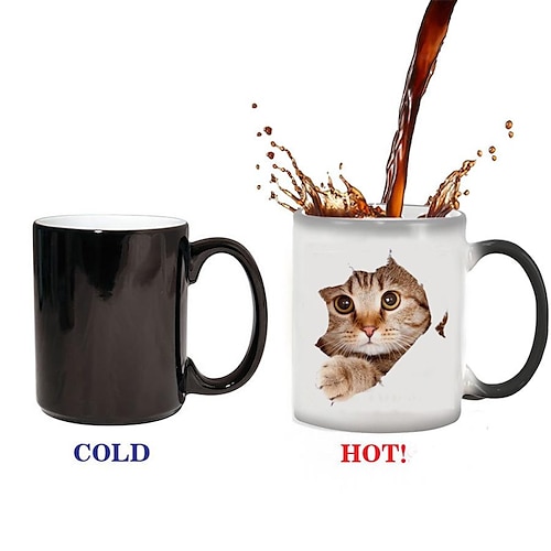 Heat Sensitive Color Changing Coffee Mug, Funny Coffee Cup