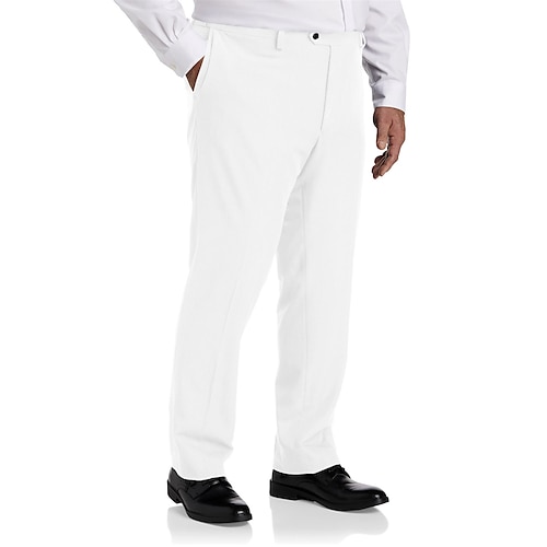 

Hombre Pantalones Chinos Bolsillo Pierna recta Plano Oficina Negocio Casual Mezcla de Algodón Moda Básico Negro Blanco