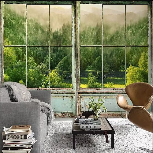 

Painel 3d paisagem floresta mural sala de estar parede de fundo sala de jantar decoração de parede de casa pintura de parede de hotel autoadesiva/não autoadesiva pintura de parede à prova d' água
