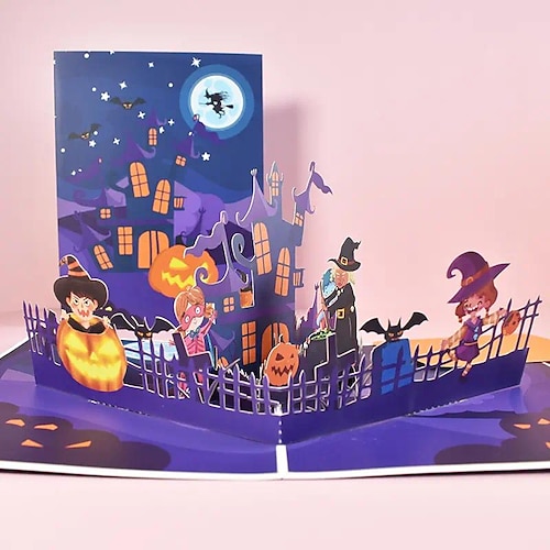 

1 peça cartão de halloween 3d pop up, cartão de felicitações de halloween, cartão de abóbora, desenho animado de halloween 1520cm