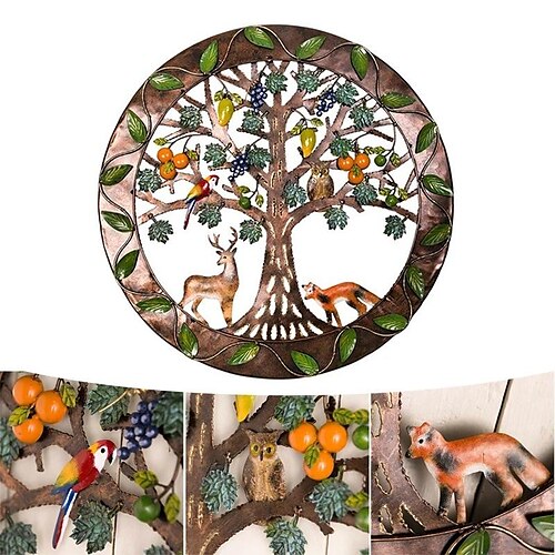 

Eden Tree Metal Wall Decor Metal Wall Art Owl Bird Tree of Life Ornament Home Bedroom Living Room Window Decoration Wall Hanging