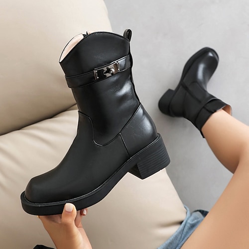 

Damen Stiefel Springerstiefel Chelsea-Stiefel Motorradstiefel Weihnachten Täglich Flacher Absatz Vintage Brautkleider schlicht Minimalismus PU Schwarz Weiß Beige