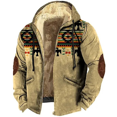 

Tribal Graphic Prints Daily Classic Casual Men's 3D Print Hoodie Jacket Fleece Jacket Outerwear Holiday Vacation Going out Hoodies Blue Green Khaki Long Sleeve Hooded Fleece Winter Designer