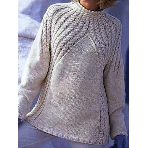 

Damen Pullover Strickwaren Gedrehtes Stricken Geflochten Feste Farbe Rundhalsausschnitt Stilvoll Brautkleider schlicht Täglich Festtage Herbst Winter Grau S