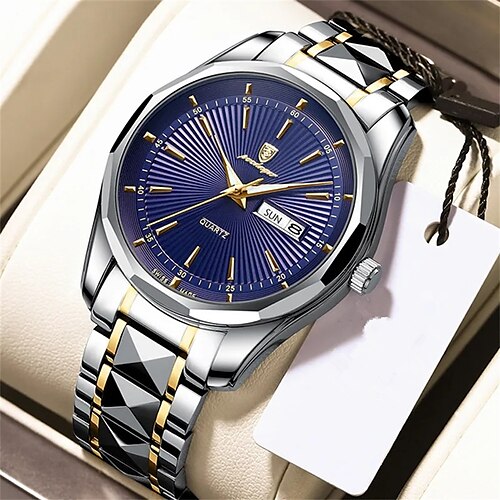 

POEDAGAR Top Brand Luxury Watches Mens 2023 Fashion Tungsten Steel Waterproof Calendar Week Quartz Watch