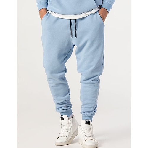 

Homens Calças Esportivas Corredores Calças Com Cordão Cintura elástica Tecido Conforto Respirável Ao ar livre Diário Para Noite 100% Algodão Moda Casual Preto Branco
