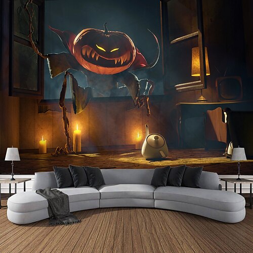 

Tapiz colgante de calabaza de halloween, arte de pared, tapiz grande, mural, decoración, fotografía, telón de fondo, manta, cortina, hogar, dormitorio, sala de estar, decoración