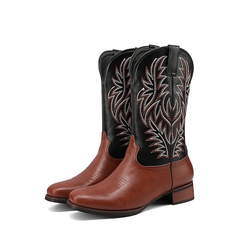 

Hombre Botas Botas cowboy Vintage Clásico Exterior Diario Cuero Sintético PU Morrón Oscuro Negro Verde Otoño Invierno