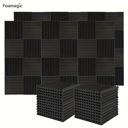 

12pcs/24pcs of 12''X12'' Acoustic Foam Wall Panels - Improve Your Studio Soundproofing Absorption Treatment!