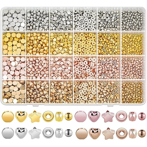 2160pcs Gold Beads for Jewelry Making, Assorted Bracelet Beads Rhinestone  Spacer Beads Flat Beads Small Gold Beads for Bracelet Jewelry Making 2024 -  $16.49