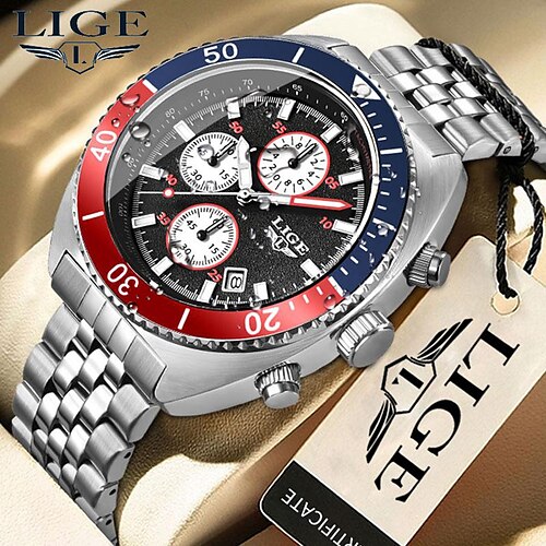 

Top Brand LIGE Men Watch Original Sports Quartz Mens Watches Full Steel Waterproof Chronograph Wristwatch Men Relogio Masculino