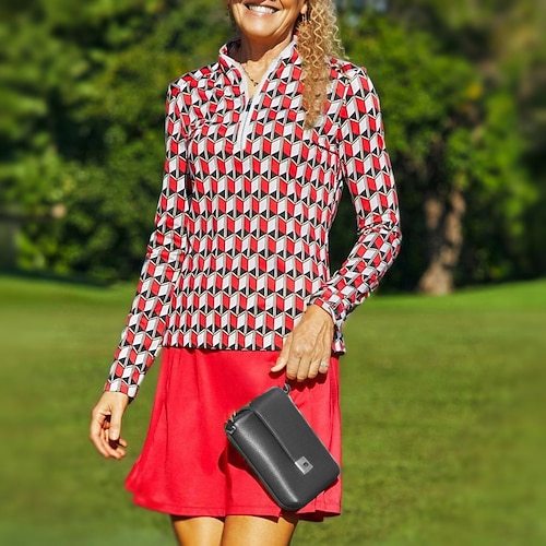 

Femme T-shirt POLO Chemise de golf Respirable Séchage rapide Evacuation de l'humidité manche longue Vêtements de golf Top Standard Zippé Col Montant Géométrie Printemps Automne Tennis Le golf