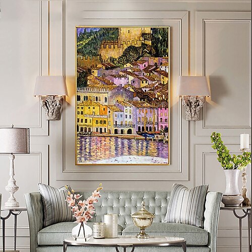 

main peinture à l'huile toile mur art décoration copier célèbres peintures gustav klimt malcesine sur le lac de garde pour la décoration intérieure roulé sans cadre non étiré peinture