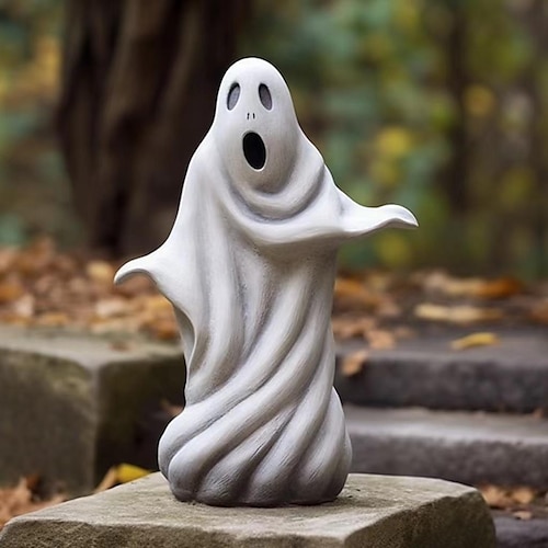  Halloween Ghost Sculpture,Outdoor Statue, Resin Ghost Decor for Yard, Lawn, Porch, Desktop Decoration, Spooky Halloween Tabletop Decor, Garden Crafts 15cm