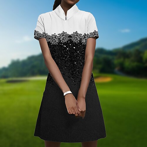 

Mujer Vestido de tenis vestido de golf Transpirable Secado rápido Dispersor de humedad Manga Corta Vestidos Ropa de golf Ajuste regular Cremallera Floral Verano Tenis Golf pepinillo