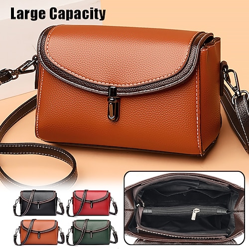 

Women's Crossbody Bag Shoulder Bag Hobo Bag PU Leather Outdoor Daily Holiday Buckle Zipper Large Capacity Waterproof Lightweight Solid Color Color Block [9936]red [9936]green [9936]Black