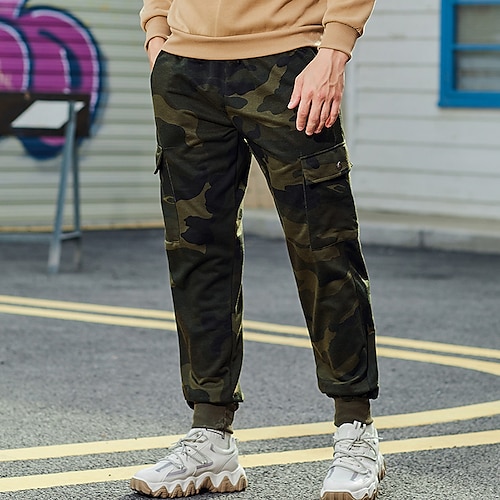 

Men's Sweatpants Joggers Trousers Pocket Drawstring Elastic Waist Plain Camouflage Comfort Breathable Outdoor Daily Going out Fashion Casual Black Army Green