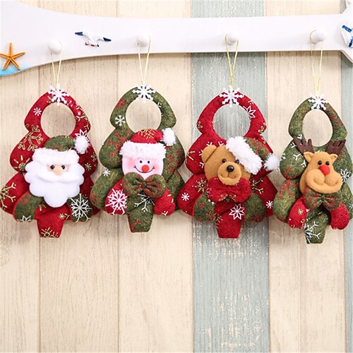 

4PCS Christmas Tree Pendant Christmas Decoration Three-Dimensional Santa Claus Pendant Holiday Decoration