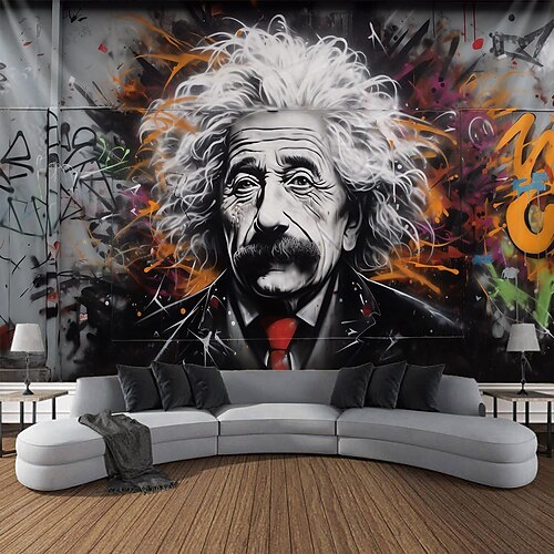 

Graffiti Einstein Hanging Tapestry Wall Art Large Tapestry Mural Decor Photograph Backdrop Blanket Curtain Home Bedroom Living Room Decoration