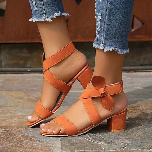 

Damen Sandalen Übergrössen Täglich Blockabsatz Offene Spitze Modisch Brautkleider schlicht Minimalismus Satin Klettverschluß Feste Farbe Schwarz Orange Grün