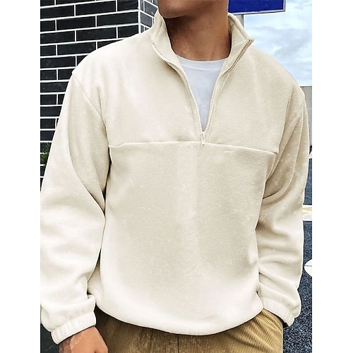 

Herren Sweatshirt Pullover Reißverschluss-Sweatshirt Beige Troyer Halber Reißverschluss Glatt Sport Natur Täglich Festtage Strassenmode Basic Brautkleider schlicht Frühling Herbst Bekleidung