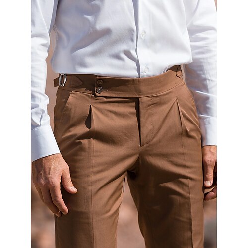 

Homme pantalon de costume Pantalon Pantalon plissé Pantalon de costume Pantalon Gurkha Poche Taille haute Plein Confort Respirable Extérieur du quotidien Sortie Rétro Vintage Elégant Noir Blanche